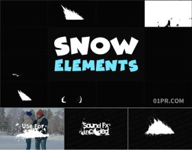 Pr图形模板 10组4K动画卡通雪地白雪冰尖元素 Pr素材